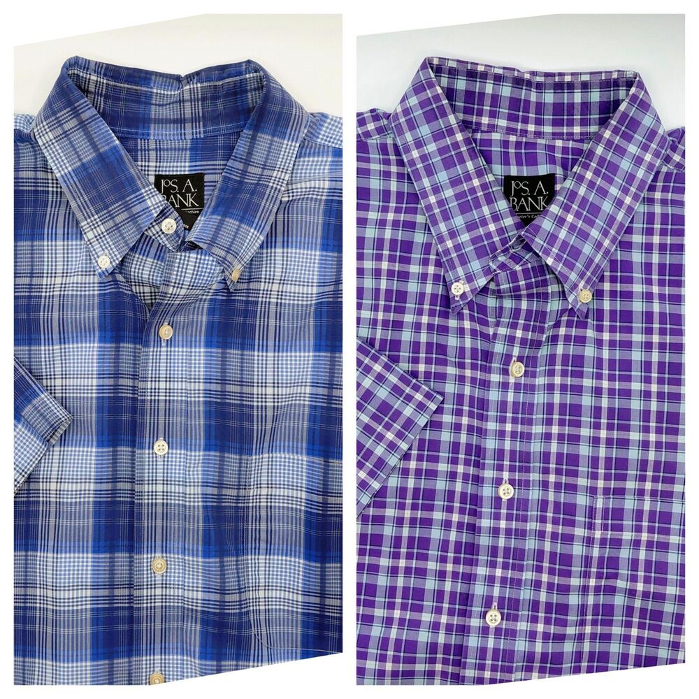 Jos A Bank Traveler's Collection Plaid Button Down Shirt Men's 2XB Set of Two